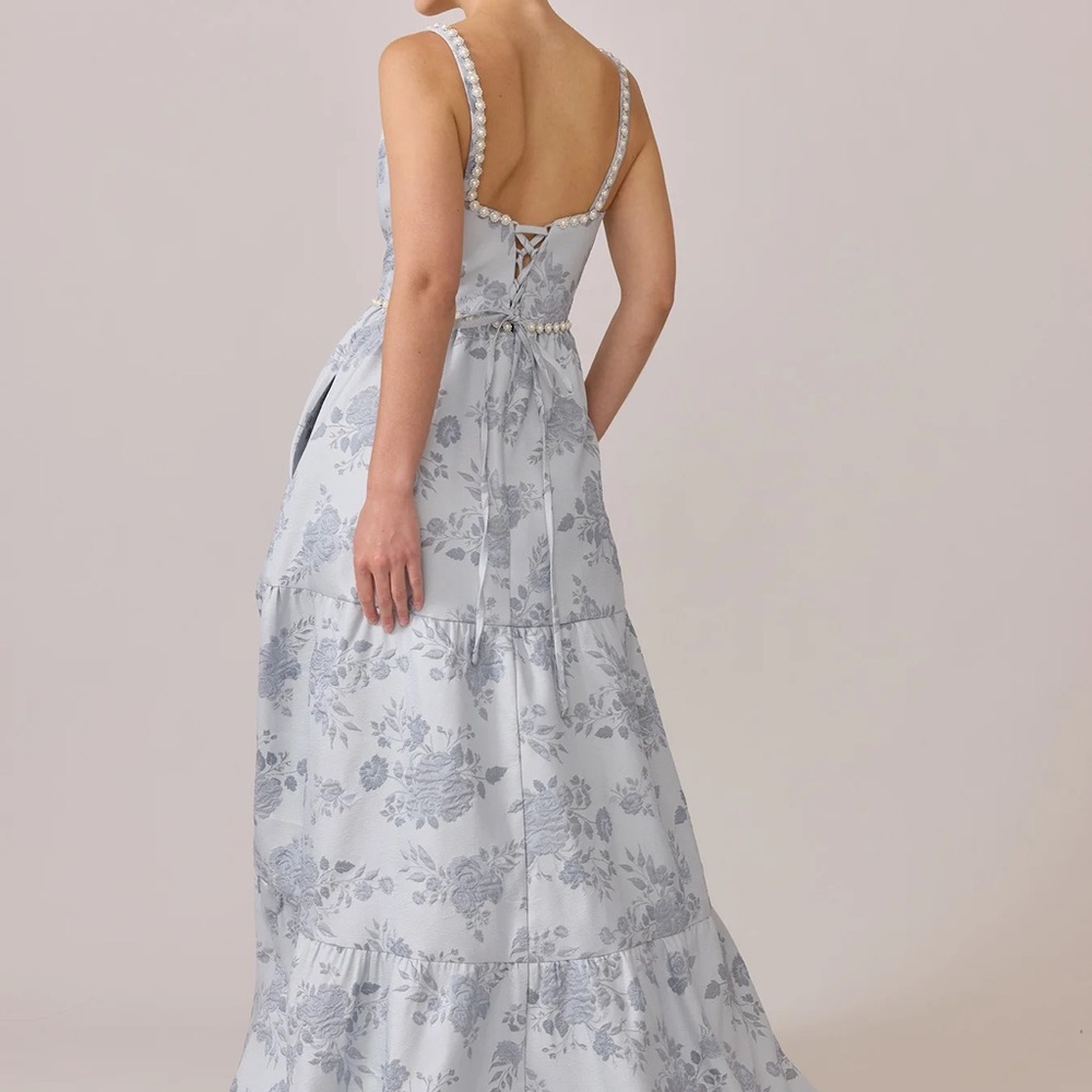 Revelry Light Blue Floral Empire Waist Maxi Dress - Picture 5 of 6